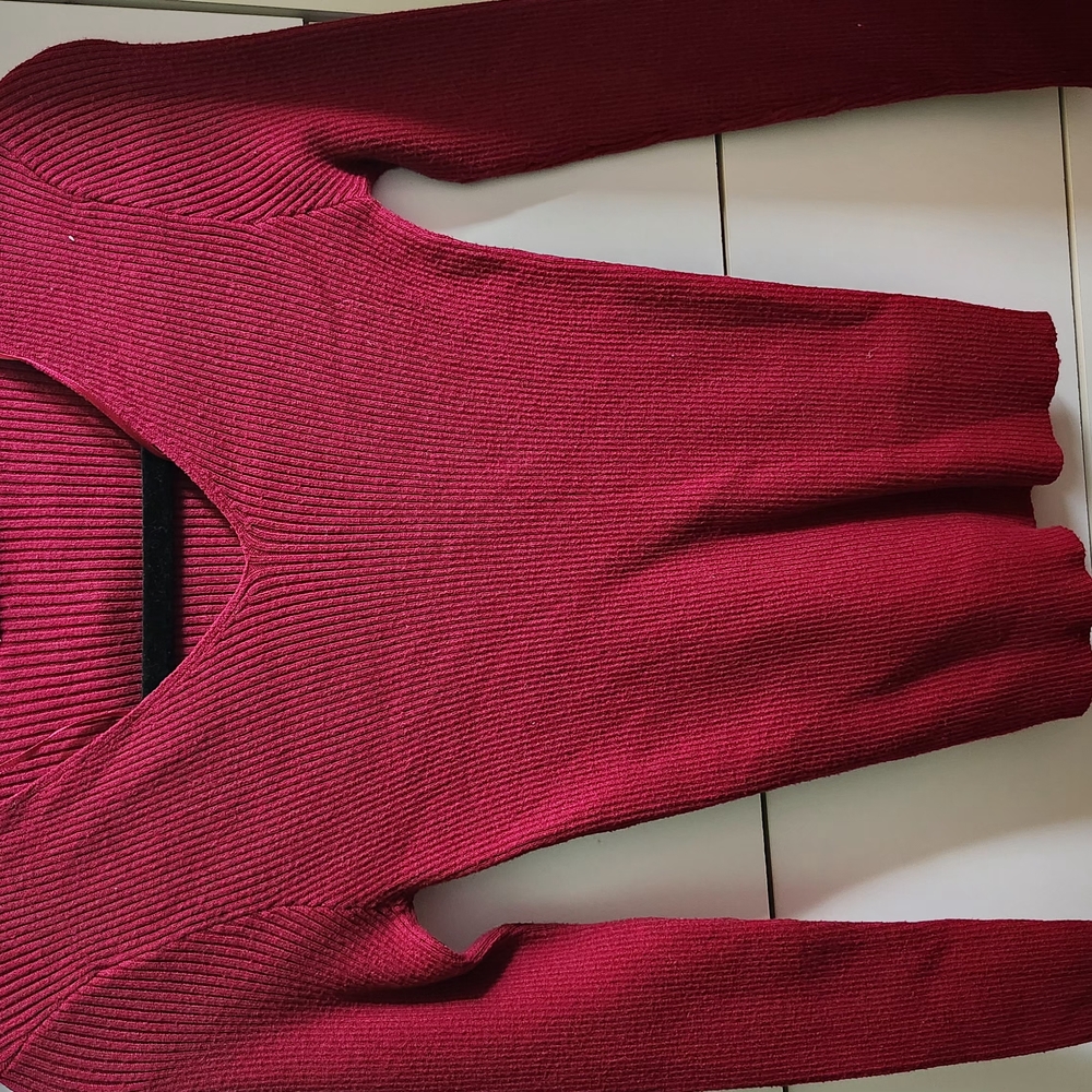 Red Ribbed Long Sleeve